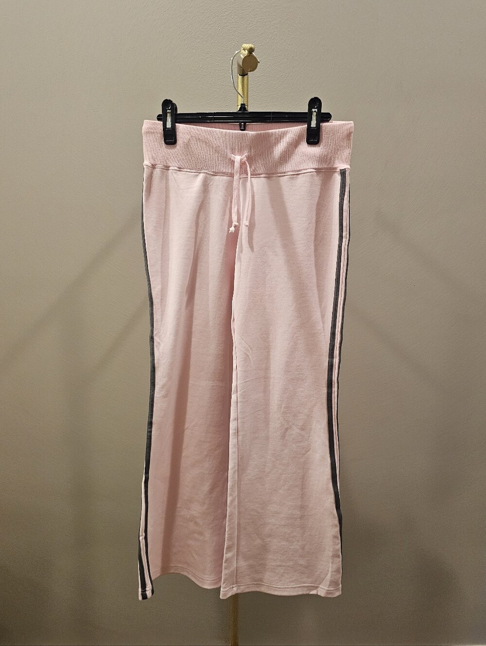 Vintage Low Rise Pink Drawstring Track Pants with Side Stripe